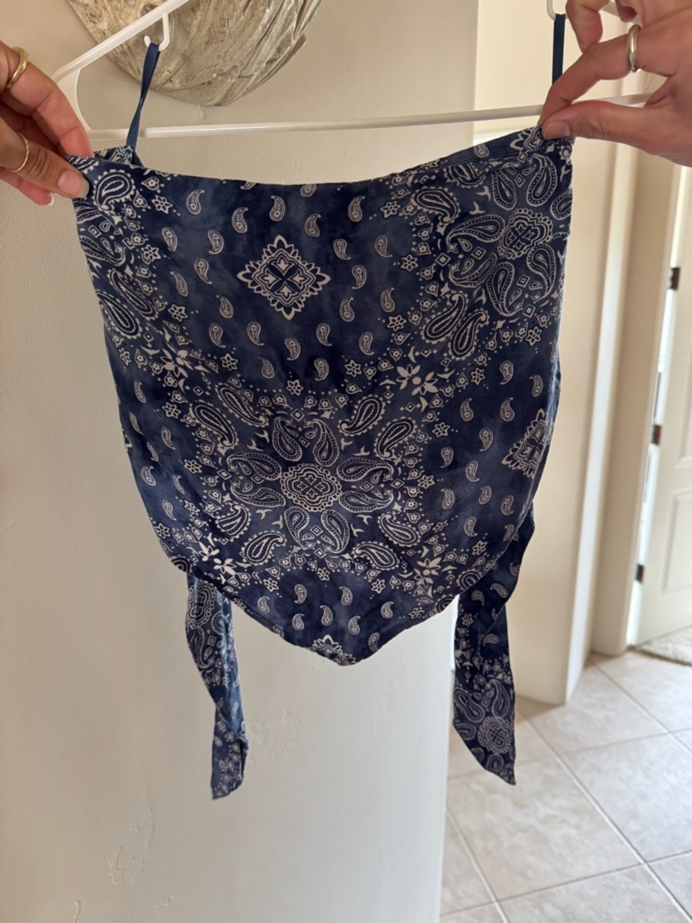 Hollister Navy Paisley Bandana Scarf Accent